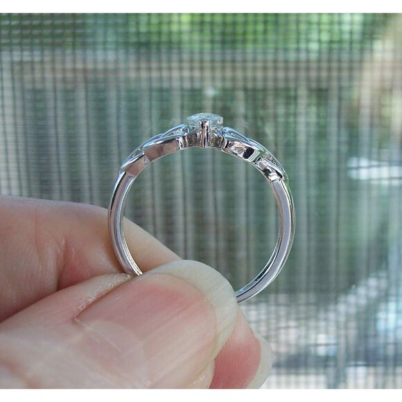 925 STERLING SILVER Dainty Celtic Triquetra Marquise Cubic Zirconia Ring - Picture 5 of 16